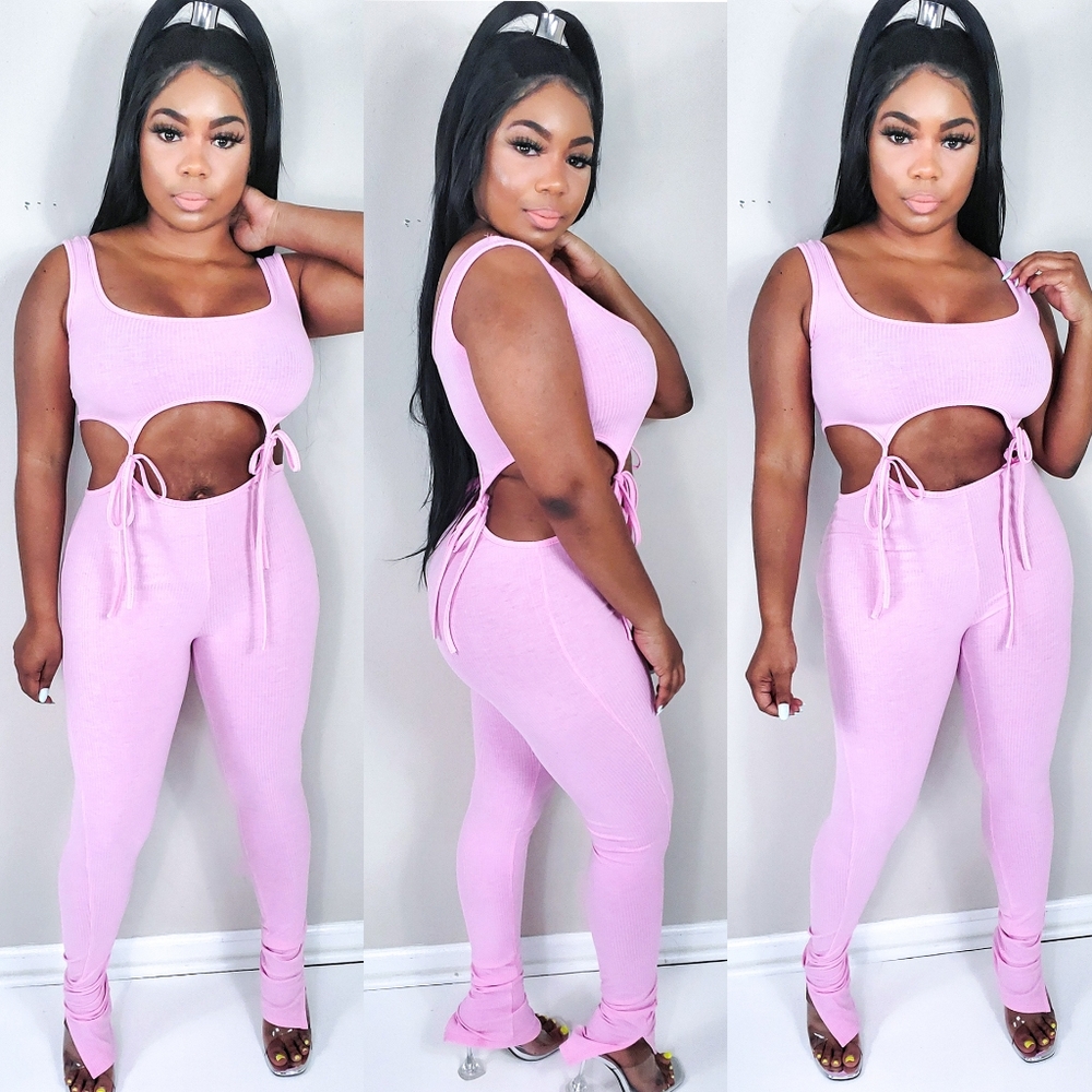 "Modelesque " ribbed Bodycon jumpsuit